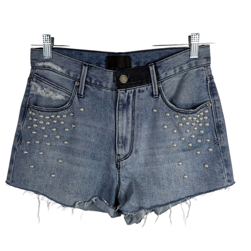 RTA Pearl Embellished Denim Shorts Size 28